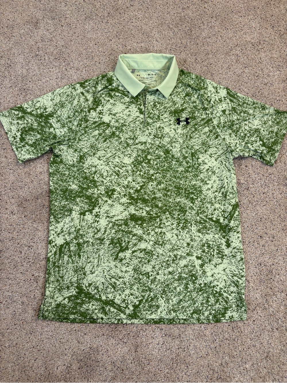 Under Armour Men's Green Marble-Print Performance Polo